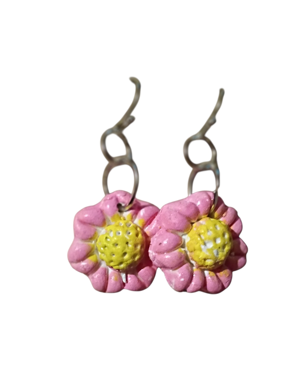 Pink and Yellow Flower Dangle Earrings - Women Jewelry Earrings